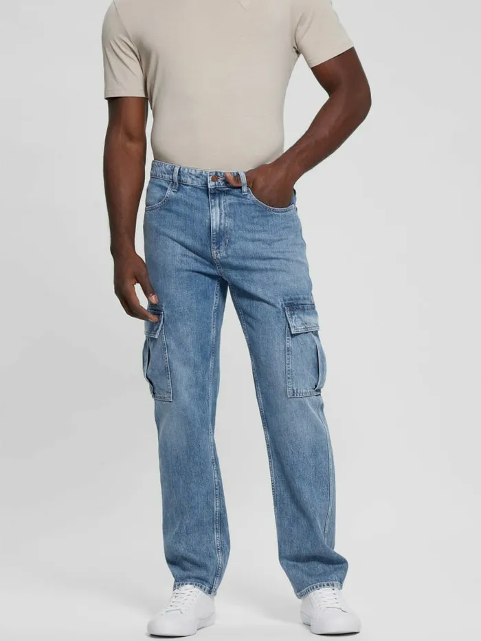 Jeans and Denim Men GUESS Julianne Cargo Jeans Light Wash Jeans and Denim Men GUESS Julianne Cargo Jeans Light Wash