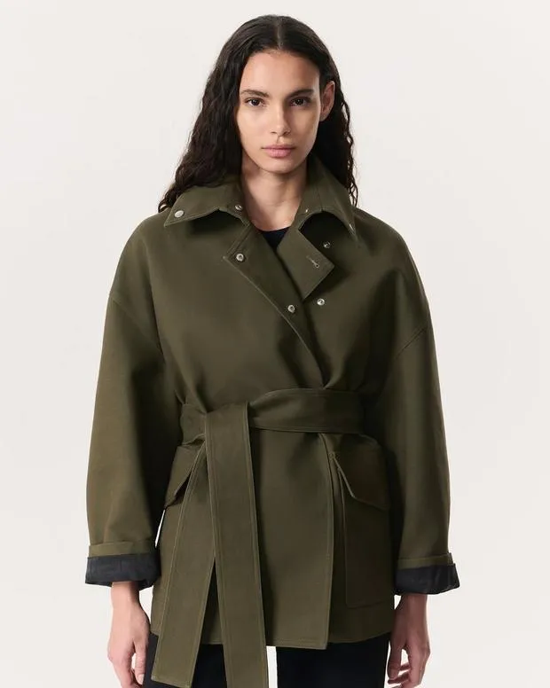 Jeans Rue Belted Cotton Twill Jacket Army Green rag and bone Women