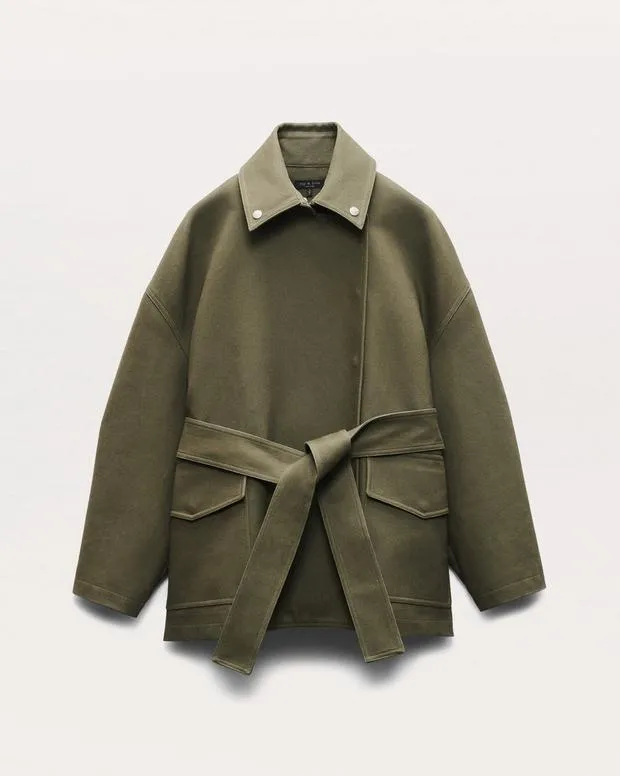 Jeans Rue Belted Cotton Twill Jacket Army Green rag and bone Women
