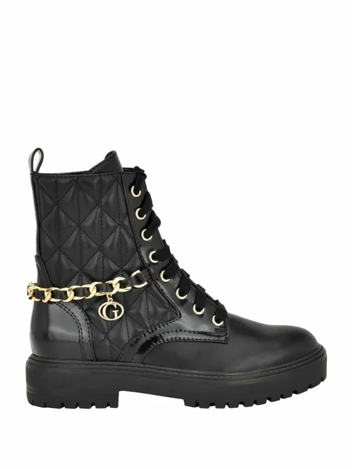 Jellard Quilted Chain Moto Boots Black 001 Women Boots and Booties GUESS Jellard Quilted Chain Moto Boots Black 001 Women Boots and Booties GUESS