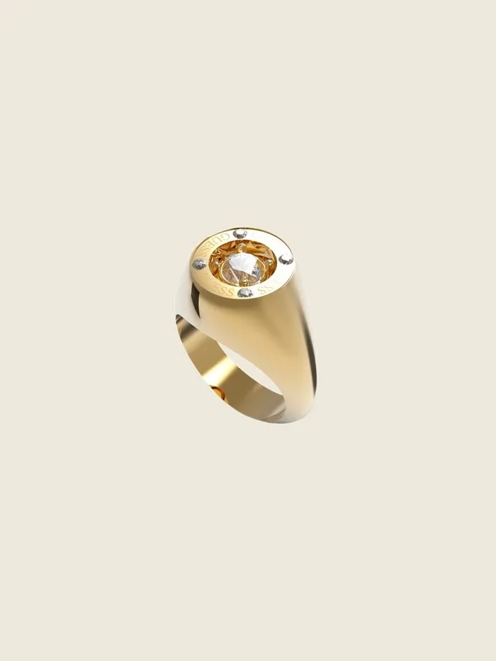 Jewelry GUESS Women GoldTone Solitaire Signet Ring SilverGold
