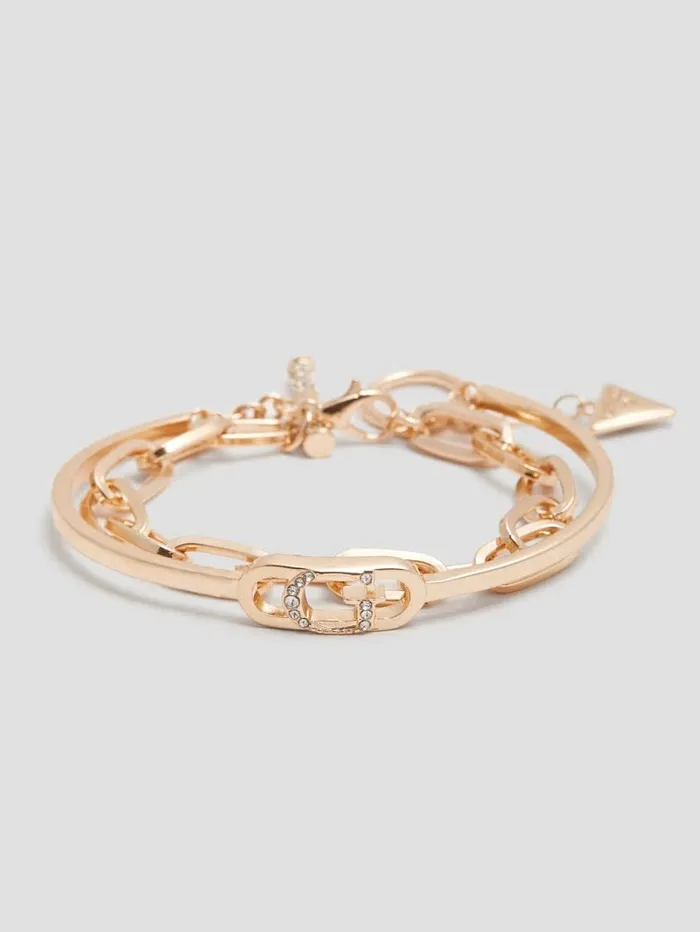 Jewelry Women GoldTone G Link Bangle Set Gold GUESS