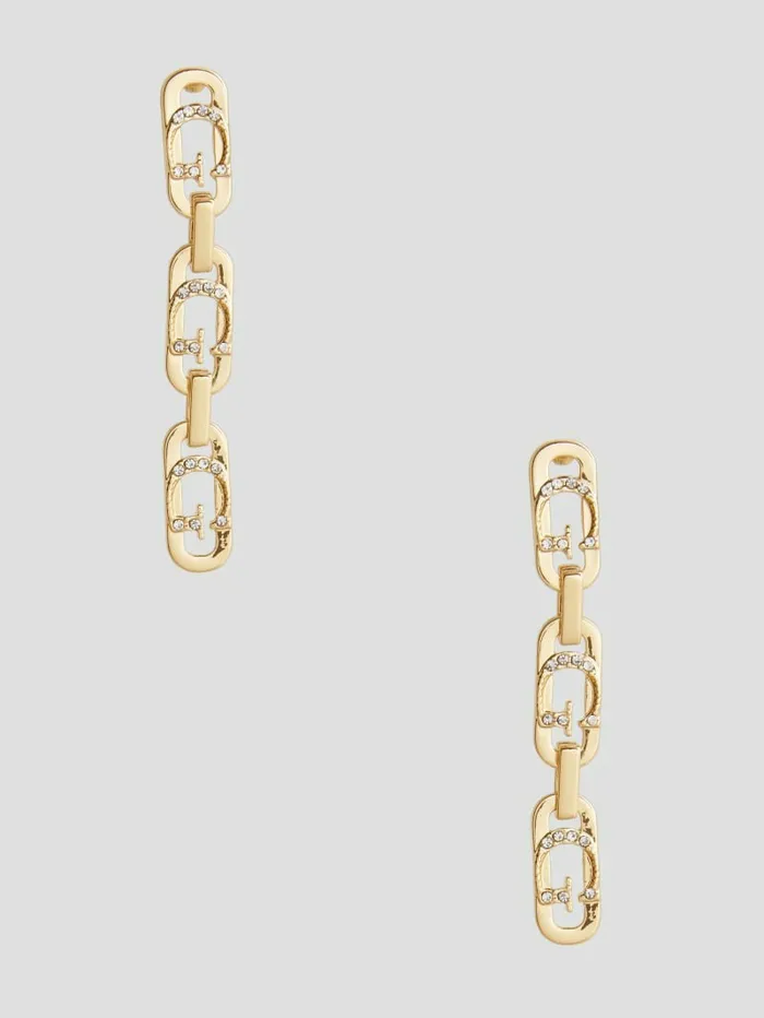 Jewelry Women GUESS GoldTone G Logo Linear Earrings Gold