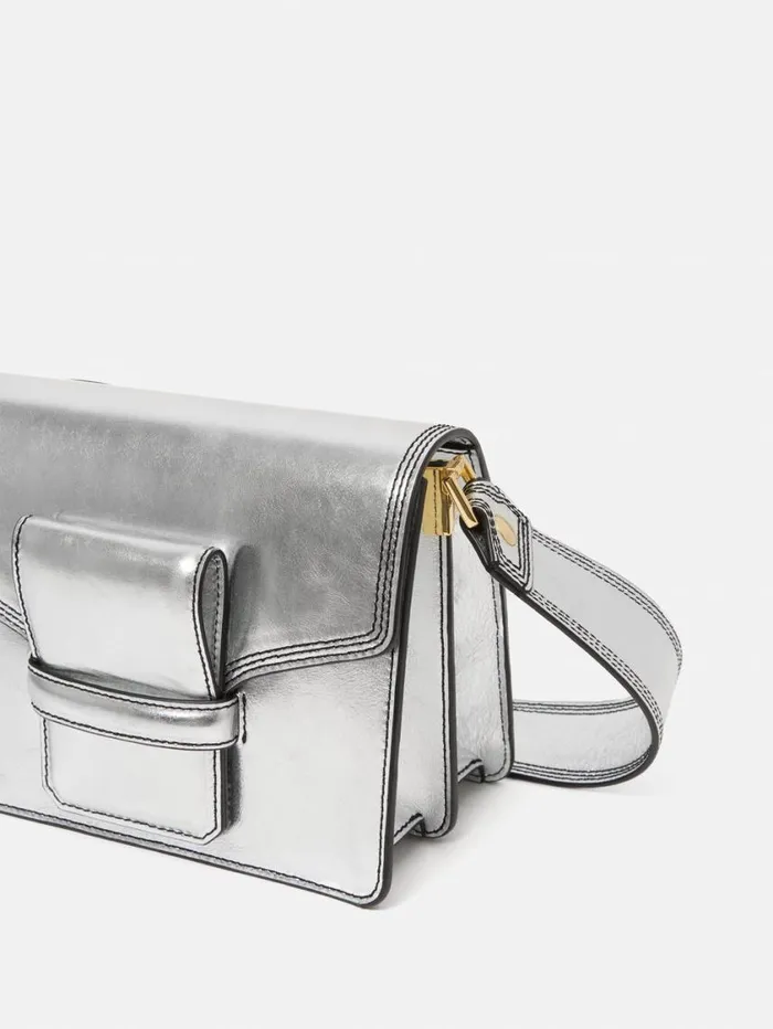 Jigsaw Ada Leather Crossbody Bag Silver Women Bags