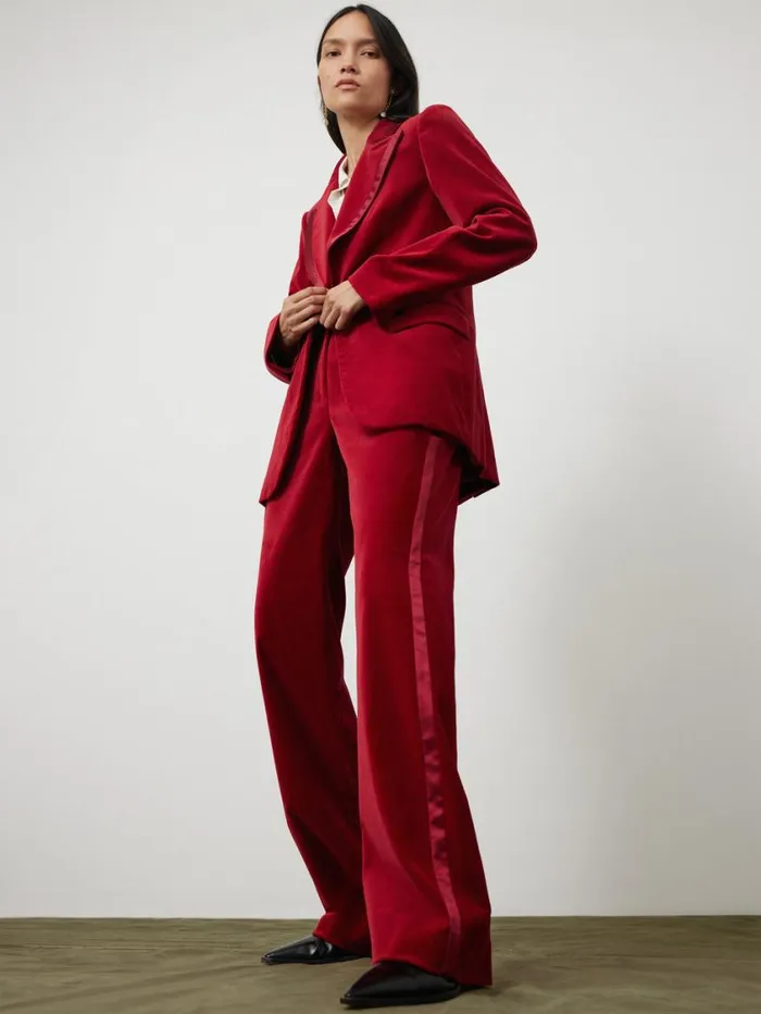 Jigsaw Ashby Velvet Blazer Red Women Suits and Tailoring