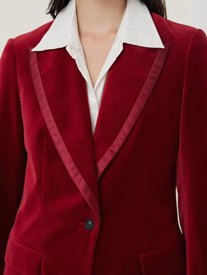 Jigsaw Ashby Velvet Blazer Red Women Suits and Tailoring