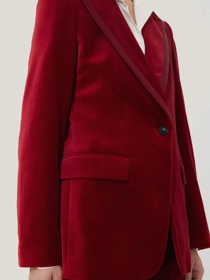 Jigsaw Ashby Velvet Blazer Red Women Suits and Tailoring