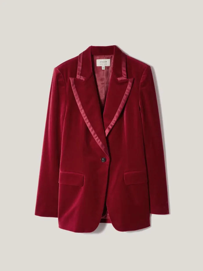 Jigsaw Ashby Velvet Blazer Red Women Suits and Tailoring