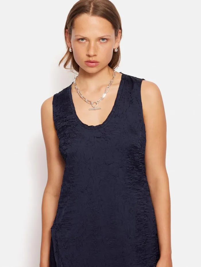 Jigsaw Asymmetric Textured Dress Navy Women Party