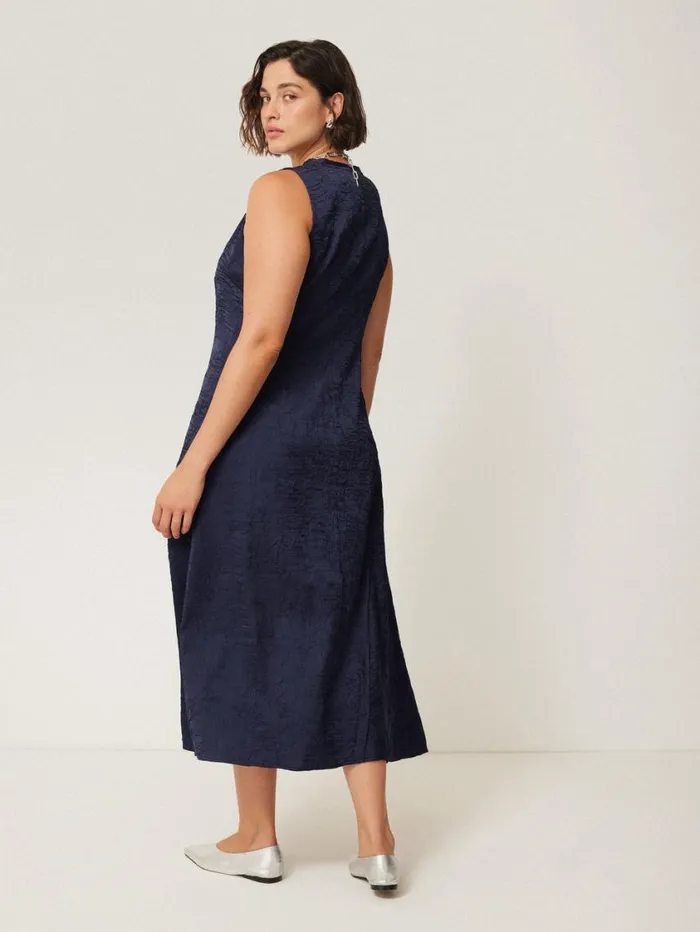 Jigsaw Asymmetric Textured Dress Navy Women Party