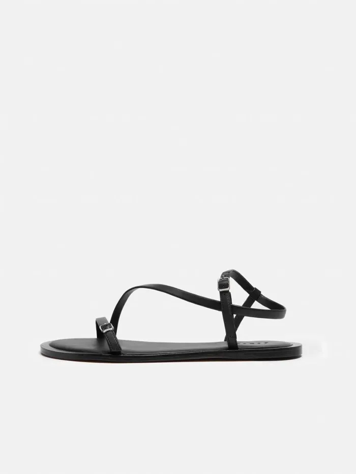 Jigsaw Asymmetrical Strappy Sandal Black Women Flats