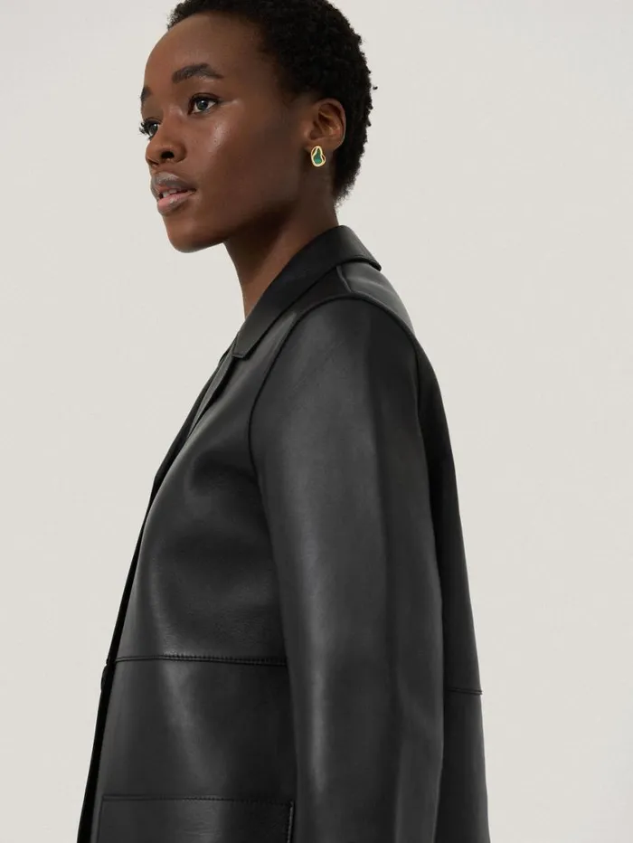 Jigsaw Bonded Leather Jacket Black Women Leather