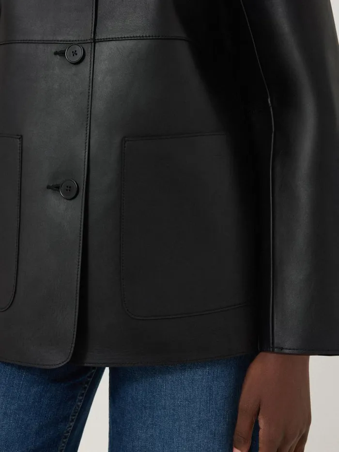 Jigsaw Bonded Leather Jacket Black Women Leather