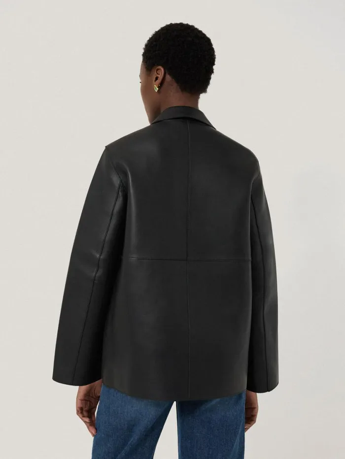Jigsaw Bonded Leather Jacket Black Women Leather