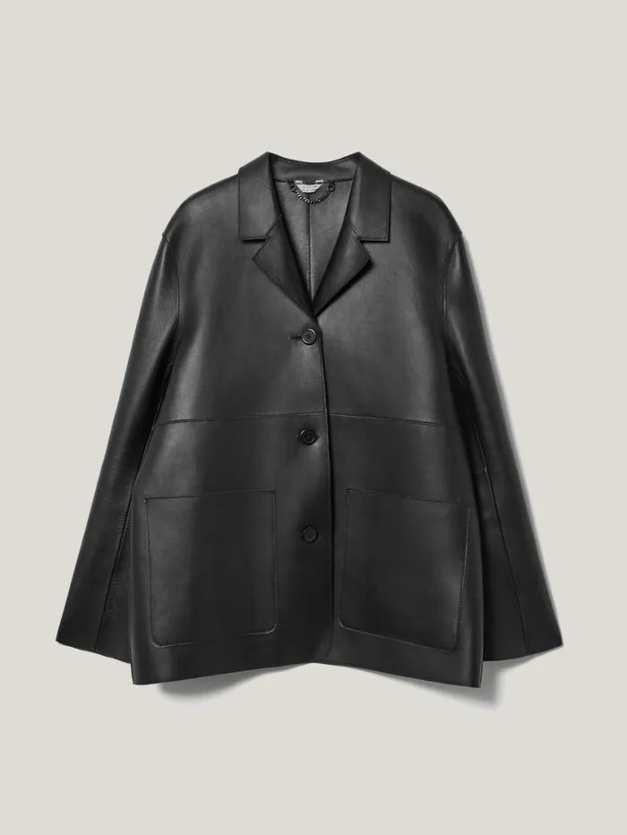 Jigsaw Bonded Leather Jacket Black Women Leather