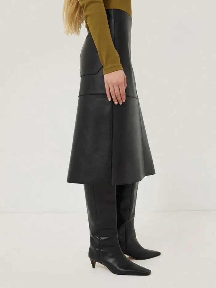 Jigsaw Bonded Leather Skirt Black Women Skirts