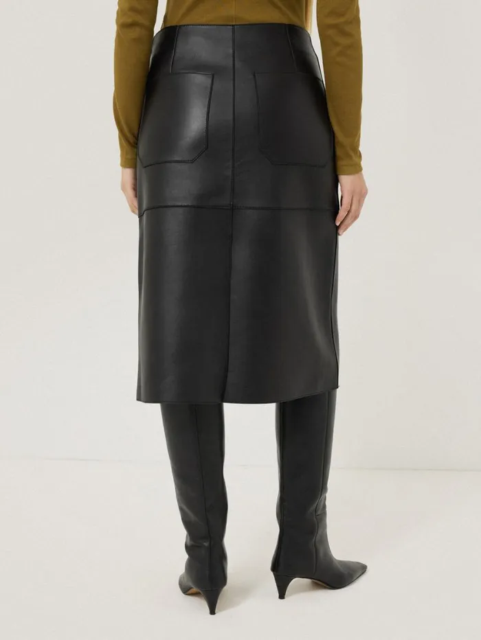 Jigsaw Bonded Leather Skirt Black Women Skirts