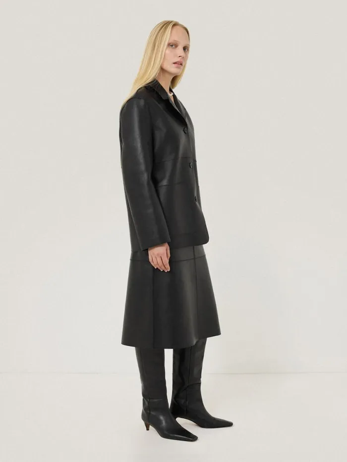 Jigsaw Bonded Leather Skirt Black Women Skirts