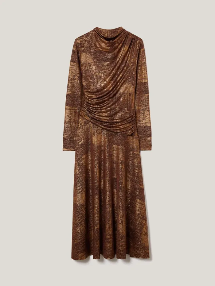 Jigsaw Brushed Bronze Draped Dress Bronze Women Party