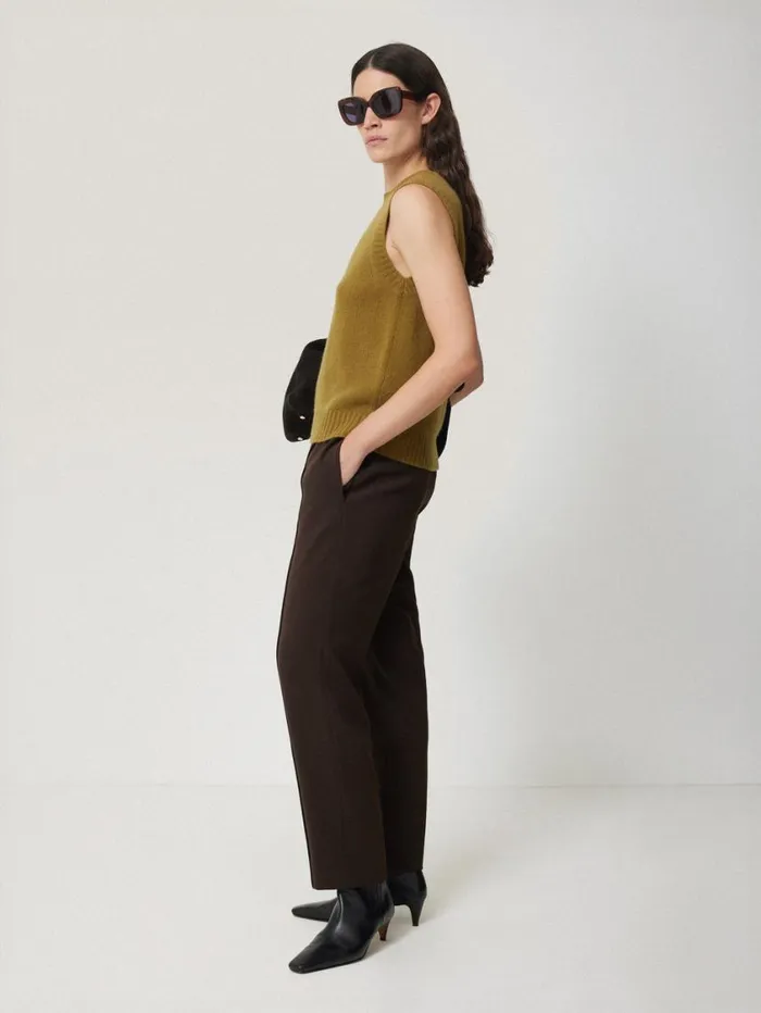 Jigsaw Cashmere Crew Neck Tank Light Olive Women Knitwear and Cashmere
