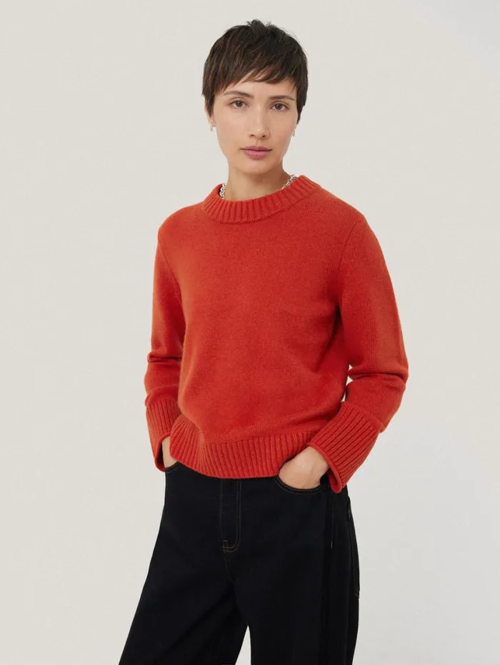 Jigsaw Compact Wool Cashmere Blend Jumper Orange Women Knitwear and Cashmere
