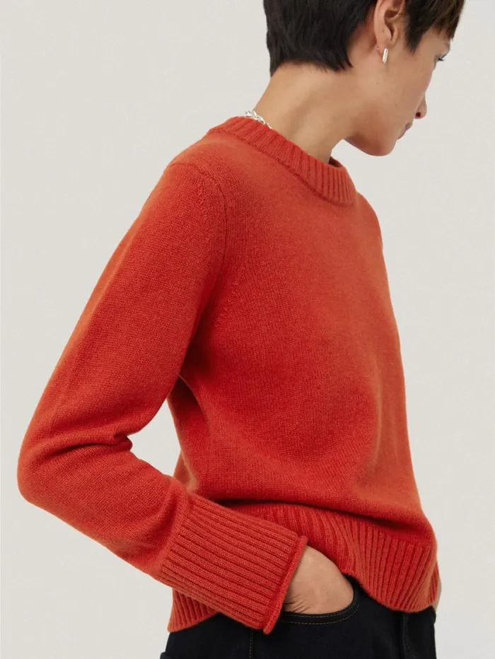 Jigsaw Compact Wool Cashmere Blend Jumper Orange Women Knitwear and Cashmere
