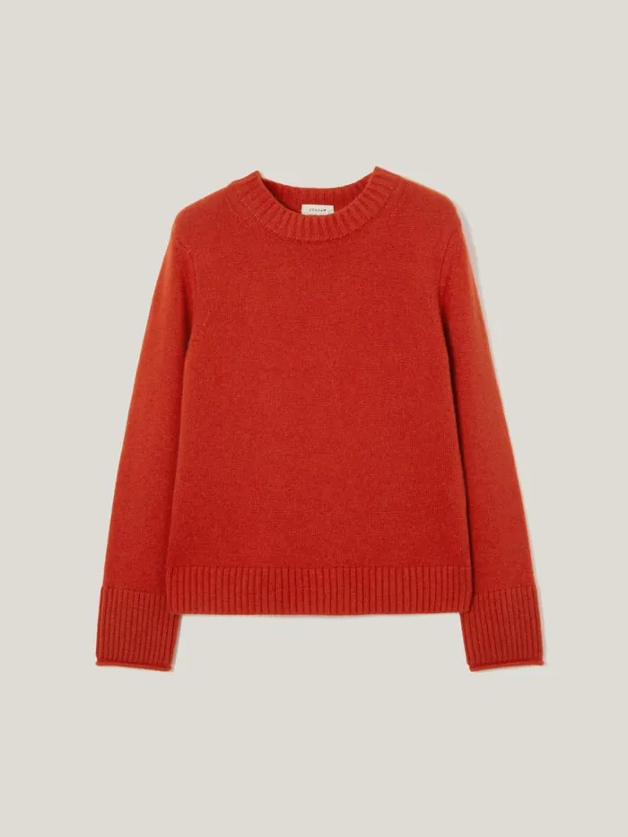Jigsaw Compact Wool Cashmere Blend Jumper Orange Women Knitwear and Cashmere