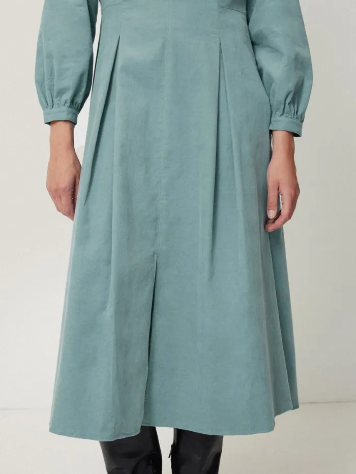 Jigsaw Corduroy V Neck Dress Blue Women Dresses and Jumpsuits