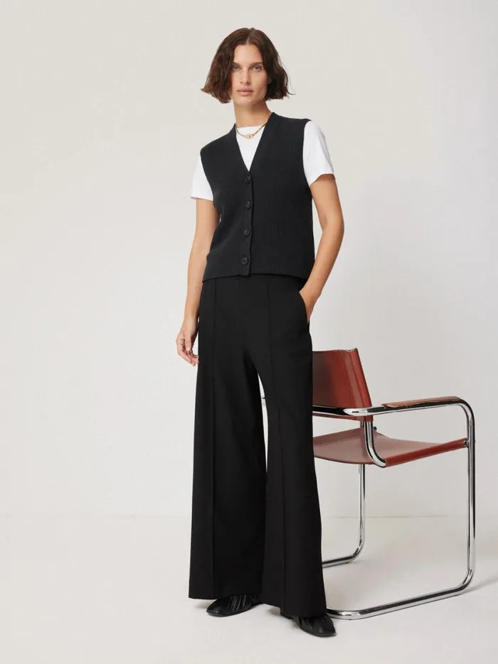 Jigsaw Cotton Blend Waistcoat Washed Black Women Knitwear and Cashmere