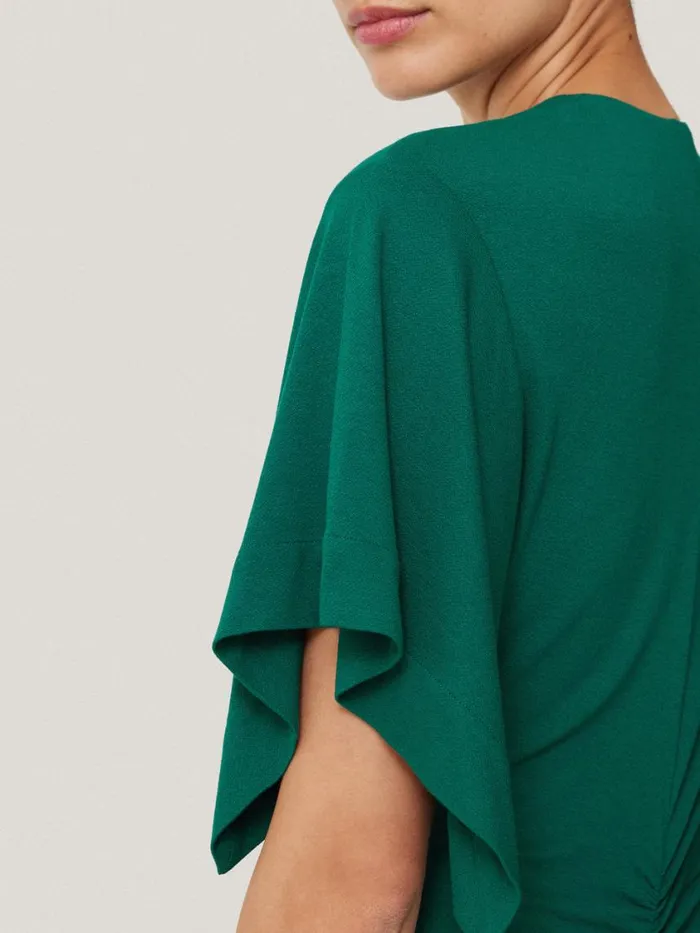 Jigsaw Crepe Flutter Sleeve Dress Green Women Dresses and Jumpsuits