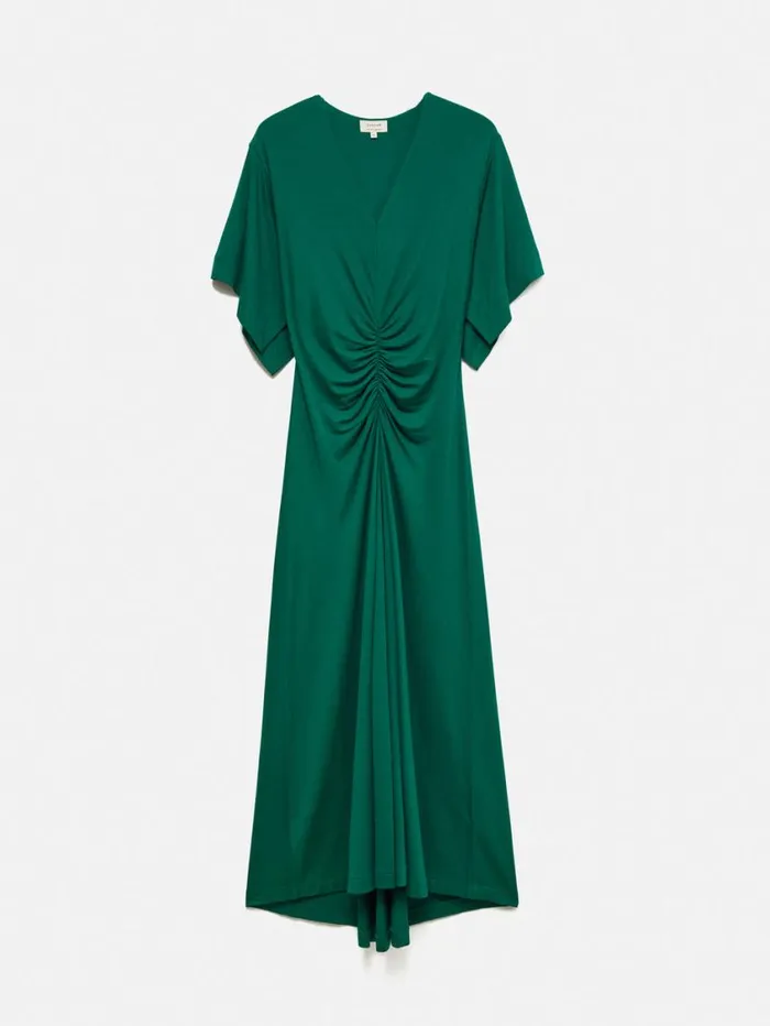 Jigsaw Crepe Flutter Sleeve Dress Green Women Dresses and Jumpsuits