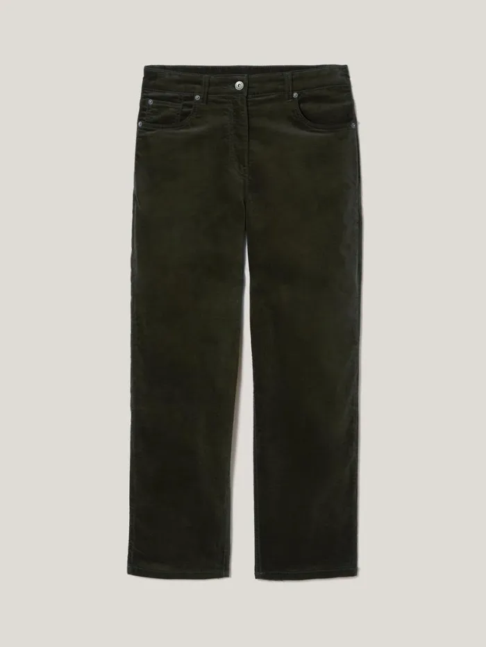 Jigsaw Delmont Velvet Tapered Jean Dark Green Women Trousers