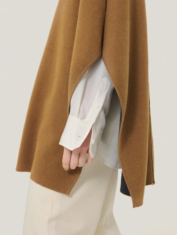 Jigsaw Double Face Knit Poncho Toffee Women Ponchos and Scarves
