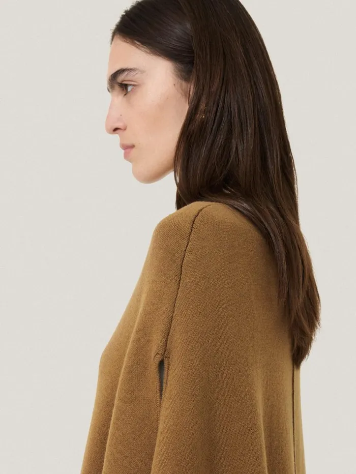Jigsaw Double Face Knit Poncho Toffee Women Ponchos and Scarves