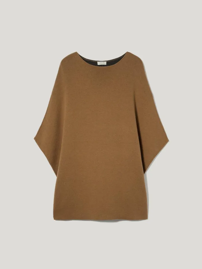 Jigsaw Double Face Knit Poncho Toffee Women Ponchos and Scarves