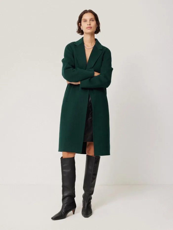 Jigsaw Double Faced Tailored Coat Green Women Coats and Jackets