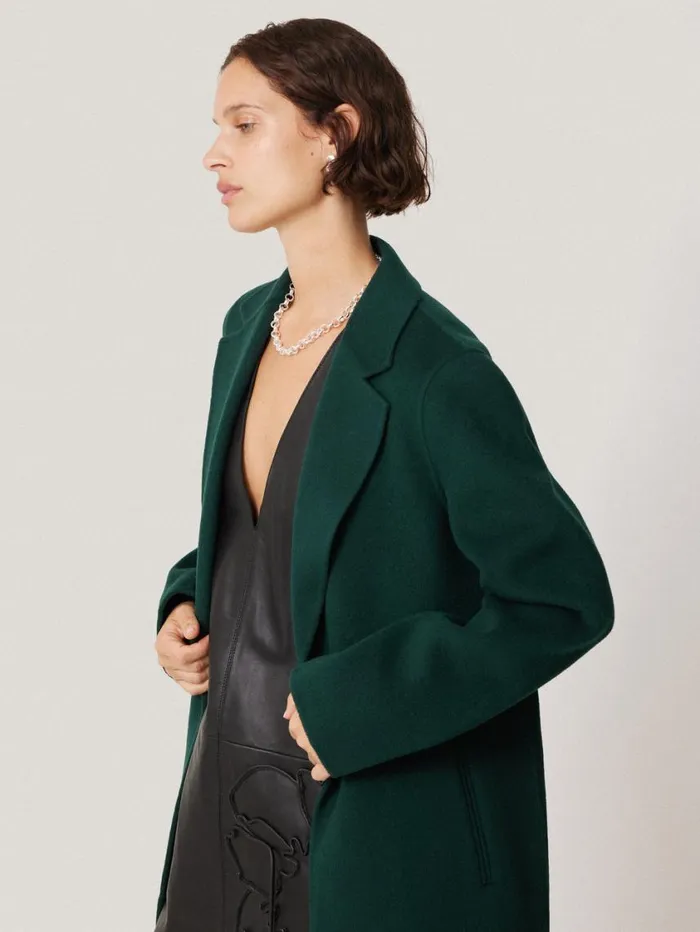 Jigsaw Double Faced Tailored Coat Green Women Coats and Jackets