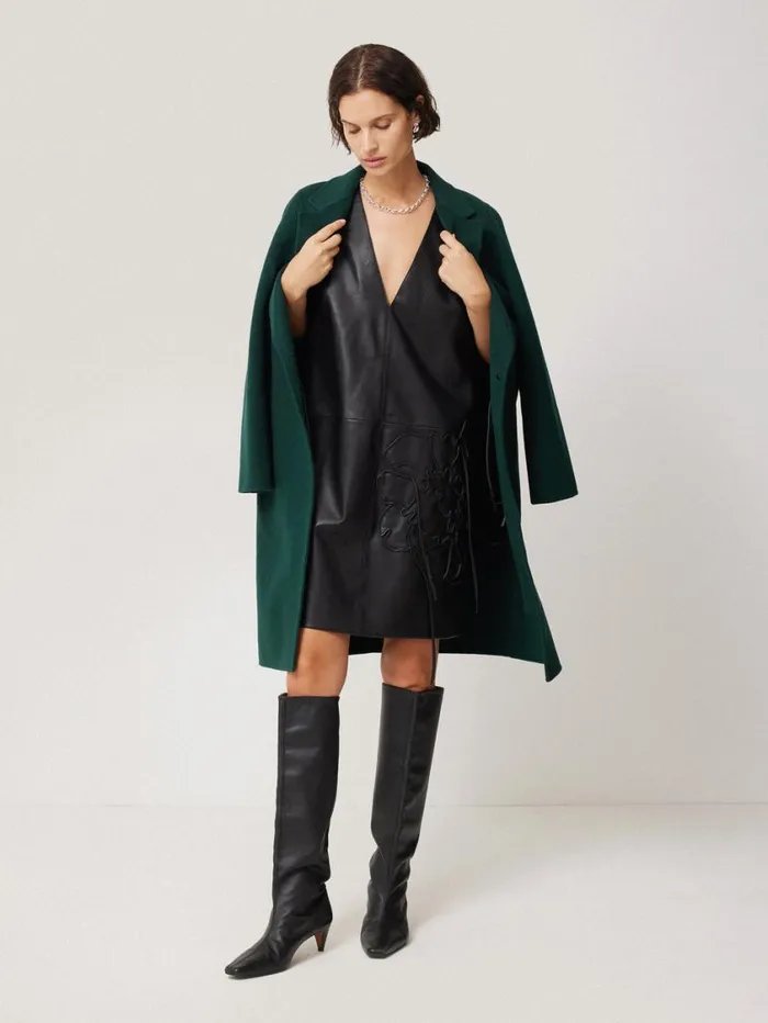 Jigsaw Double Faced Tailored Coat Green Women Coats and Jackets
