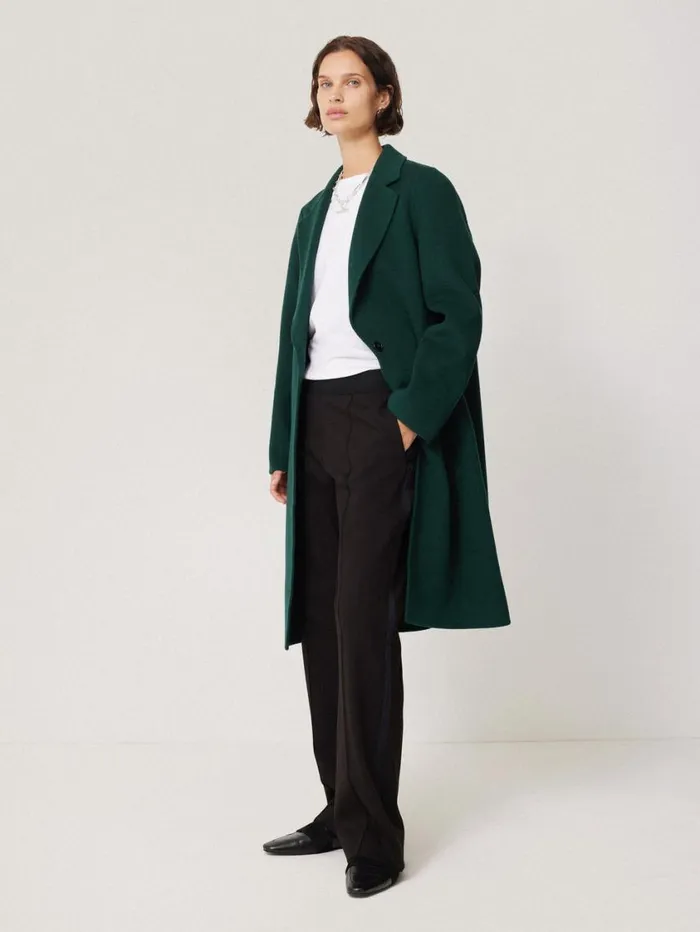 Jigsaw Double Faced Tailored Coat Green Women Coats and Jackets