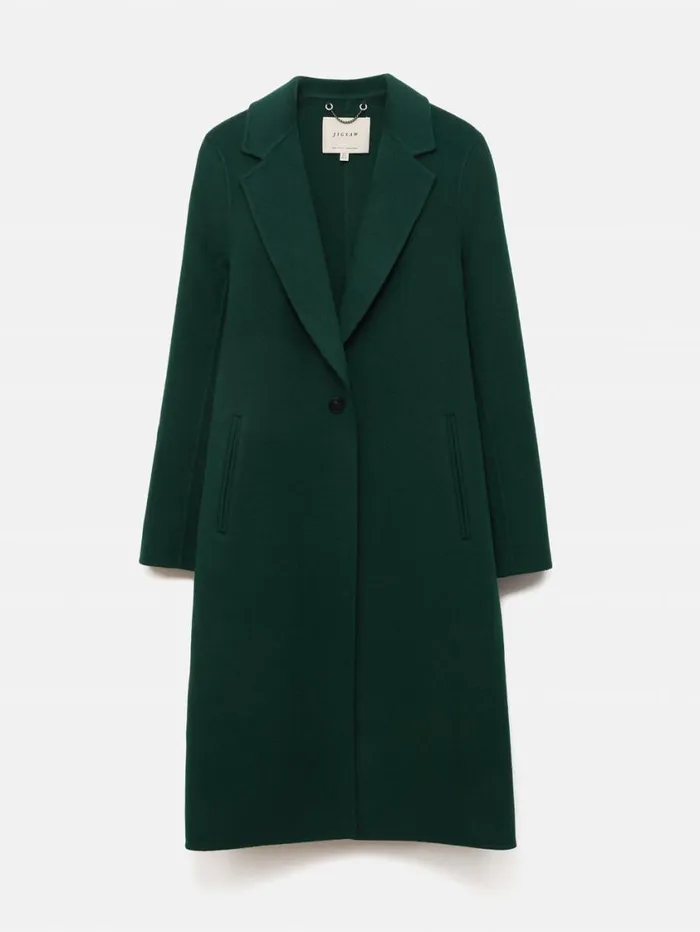 Jigsaw Double Faced Tailored Coat Green Women Coats and Jackets