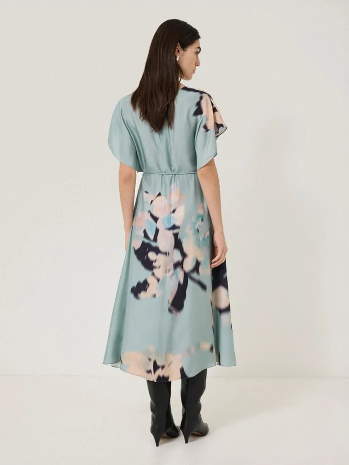 Jigsaw Floral Drift Silk Blend Dress Blue Women Dresses and Jumpsuits