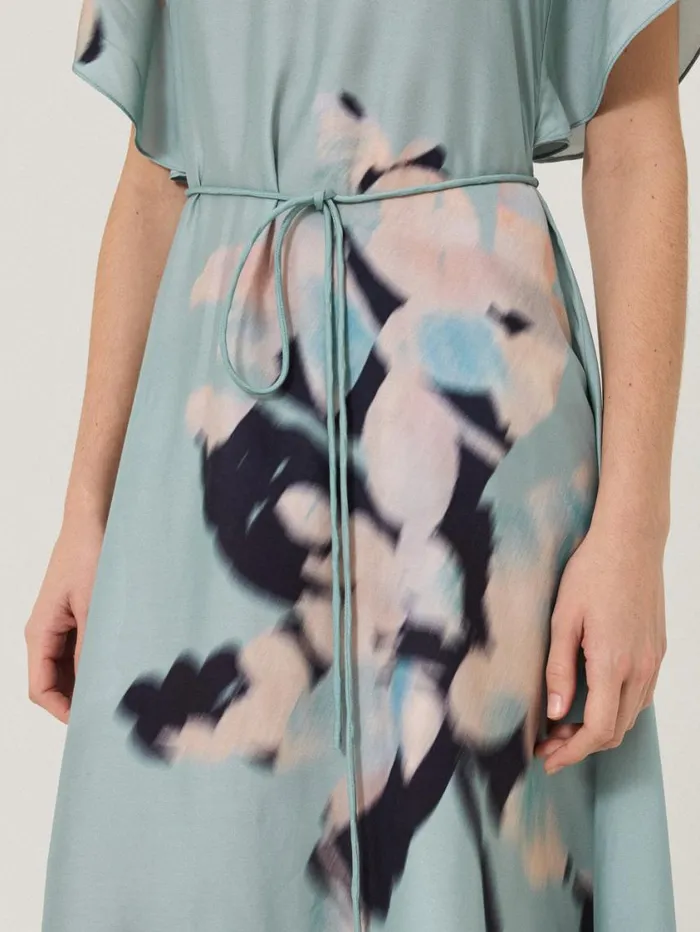 Jigsaw Floral Drift Silk Blend Dress Blue Women Dresses and Jumpsuits