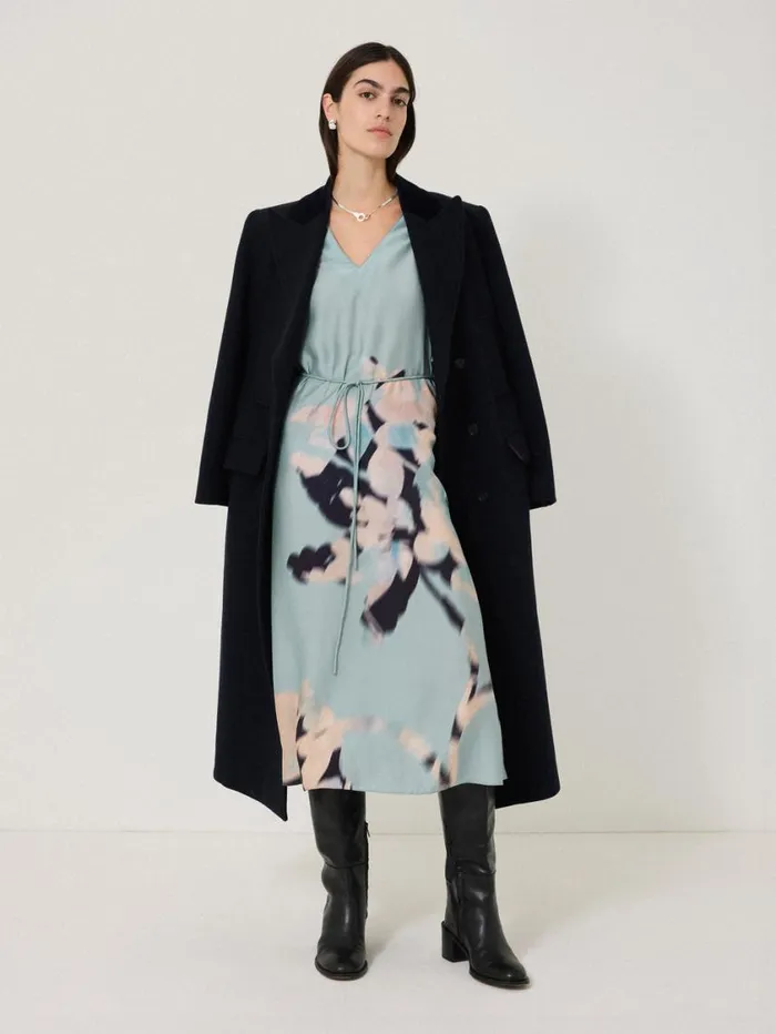 Jigsaw Floral Drift Silk Blend Dress Blue Women Dresses and Jumpsuits