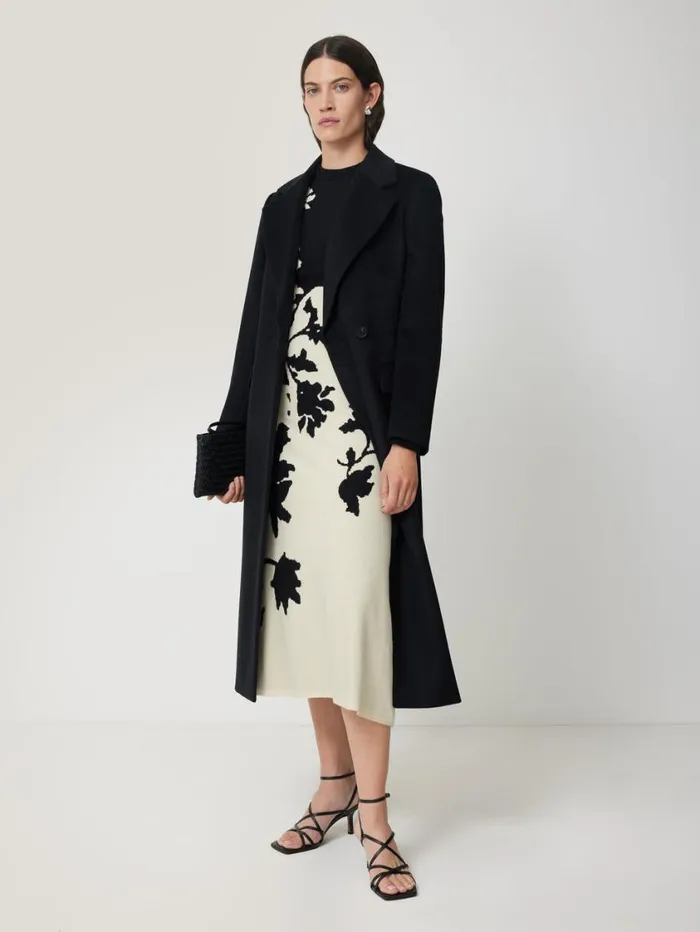 Jigsaw Floral Jacquard Knitted Dress Monochrome Women Knitwear and Cashmere
