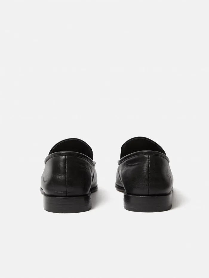 Jigsaw Frame Leather Loafer Black Women Flats