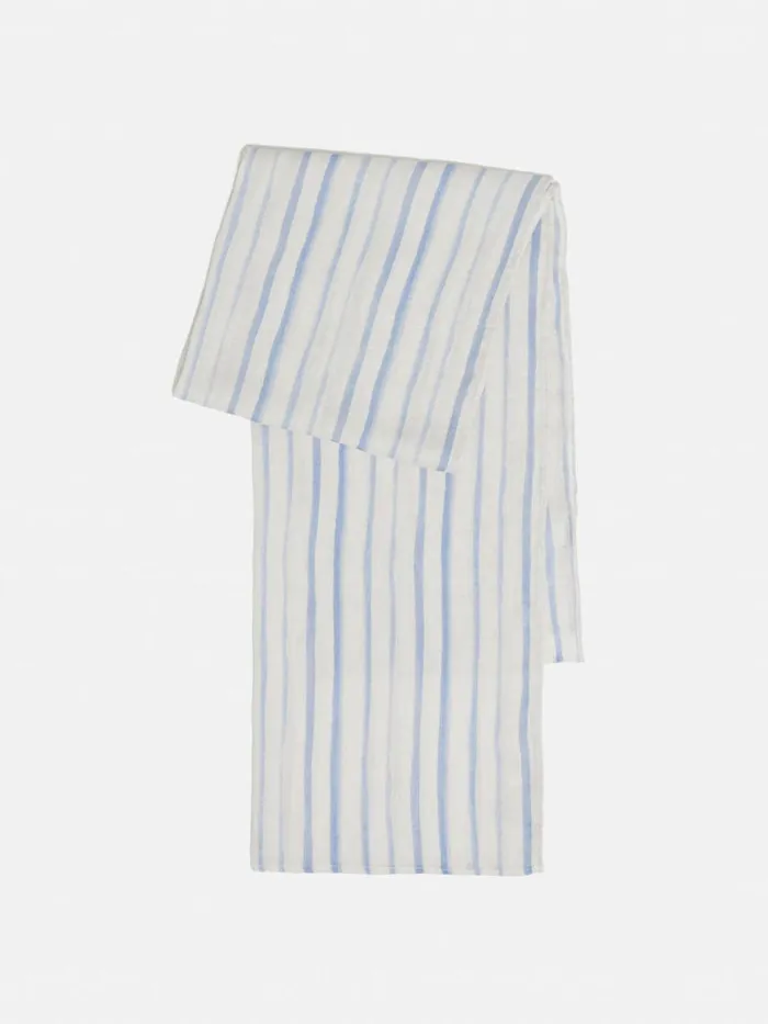 Jigsaw French Linen Stripe Scarf Blue Women Ponchos and Scarves