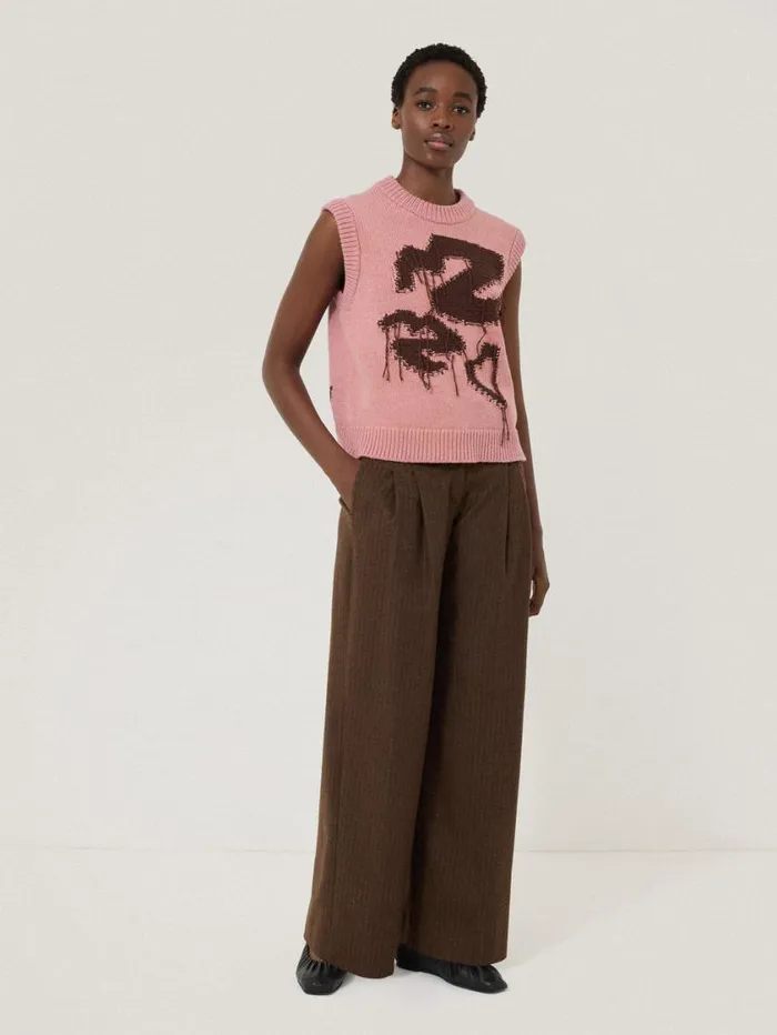 Jigsaw Graffiti Lips Tank Pink Women Knitwear and Cashmere