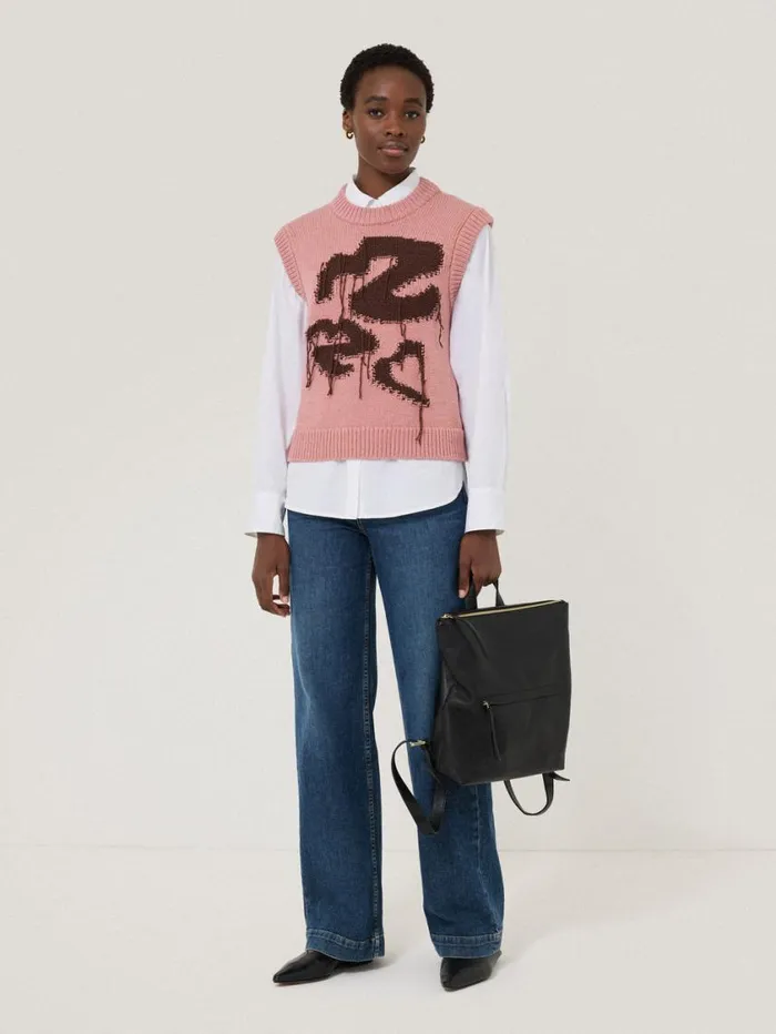 Jigsaw Graffiti Lips Tank Pink Women Knitwear and Cashmere