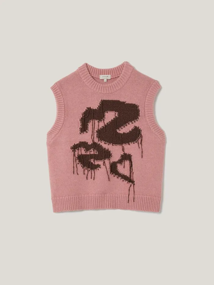 Jigsaw Graffiti Lips Tank Pink Women Knitwear and Cashmere