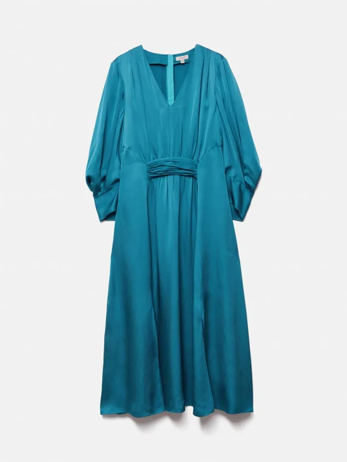Jigsaw Hammered Satin Midi Dress Blue Women Party